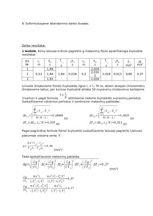 Kūnų laisvojo kritimo pagreičio nustatymas matematine ir apverčiamąja švytuokle. Paveikslėlis 2