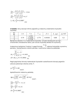 Kūnų laisvojo kritimo pagreičio nustatymas matematine ir apverčiamąja švytuokle. Paveikslėlis 3