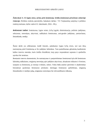 UŽ LYGIAS TEISES, TAČIAU PRIEŠ FEMINIZMĄ KRITIKA FEMINIZMUI PRIVAČIAME SEKTORIUJE LIETUVOJE. Paveikslėlis 3