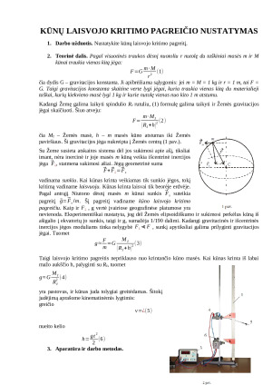 Kūnų laisvojo kritimo pagreičio nustatymas. Paveikslėlis 1