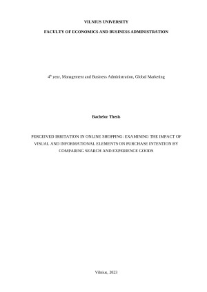 PERCEIVED IRRITATION IN ONLINE SHOPPING EXAMINING THE IMPACT OF VISUAL AND INFORMATIONAL ELEMENTS ON PURCHASE INTENTION BY COMPARING SEARCH AND EXPERIENCE GOODS