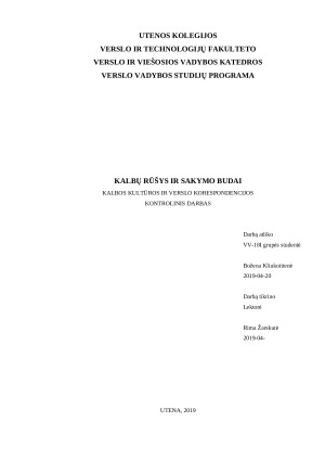 Kalbų rūšys ir sakymo būdai. Paveikslėlis 1