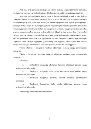 SLAUGYTOJO VAIDMUO UŽTIKRINANT PACIENTŲ SAUGĄ PERIOPERACINIU LAIKOTARPIU. Paveikslėlis 5