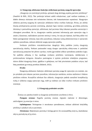 SLAUGYTOJO VAIDMUO UŽTIKRINANT PACIENTŲ SAUGĄ PERIOPERACINIU LAIKOTARPIU. Paveikslėlis 7