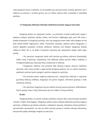 SLAUGYTOJO VAIDMUO UŽTIKRINANT PACIENTŲ SAUGĄ PERIOPERACINIU LAIKOTARPIU. Paveikslėlis 9