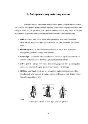 A. Bertilijon ir antropometrinis registracijos metodas. Paveikslėlis 5