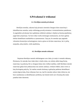 A. Bertilijon ir antropometrinis registracijos metodas. Paveikslėlis 8
