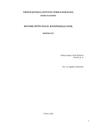 Bausmių rūšys pagal baudžiamąją teisę. Paveikslėlis 1