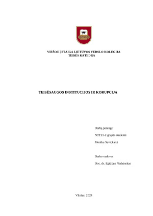 TEISĖSAUGOS INSTITUCIJOS IR KORUPCIJA