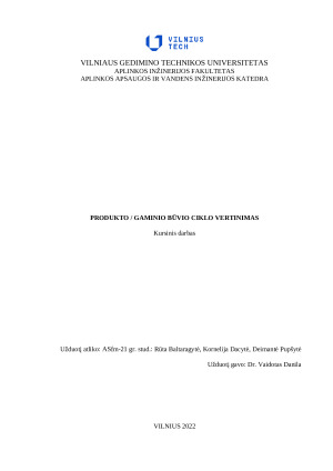 PRODUKTO GAMINIO BŪVIO CIKLO VERTINIMAS
