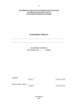 ELEKTROS ENERGETIKA. Kursinis darbas. Paveikslėlis 4