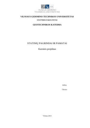 STATINIŲ PAGRINDAI IR PAMATAI. Kursinis projektas