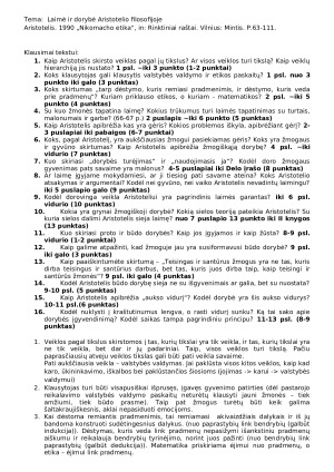 Laimė ir dorybė Aristotelio filosofijoje. Paveikslėlis 1