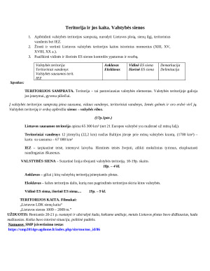 Teritorija ir jos kaita. Valstybės sienos. Pamokos planas