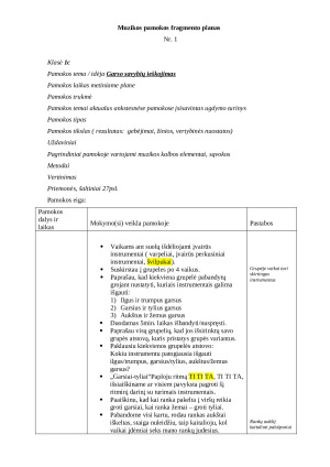 Garso savybių ieškojimas. Pamokos planas