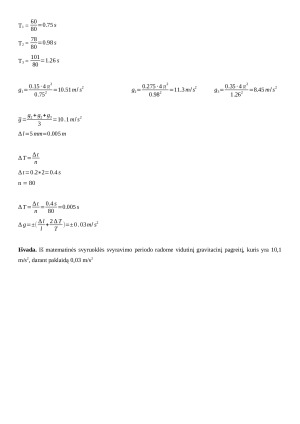 Laisvojo kritimo pagreičio matavimas matematine svyruokle. Paveikslėlis 3