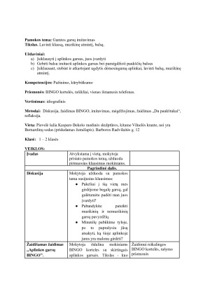 Gamtos garsų imitavimas. Pamokos planas