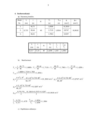 Laisvojo kritimo pagreičio nustatymas matematine svyruokle. Paveikslėlis 3