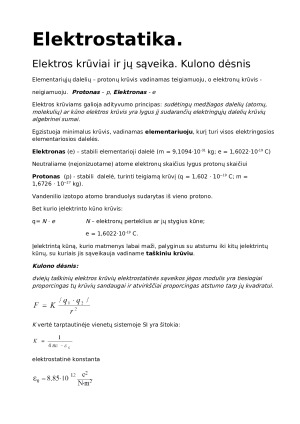 Elektrostatika. Konspektas