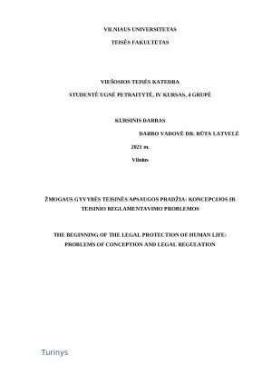 ŽMOGAUS GYVYBĖS TEISINĖS APSAUGOS PRADŽIA KONCEPCIJOS IR TEISINIO REGLAMENTAVIMO PROBLEMOS. Paveikslėlis 1