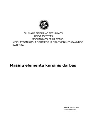 Mašinų elementų kursinis darbas