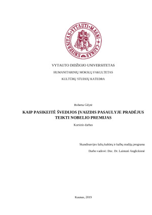 KAIP PASIKEITĖ ŠVEDIJOS ĮVAIZDIS PASAULYJE PRADĖJUS TEIKTI NOBELIO PREMIJAS. Paveikslėlis 1