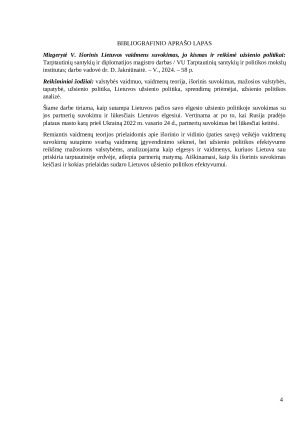 IŠORINIS LIETUVOS VAIDMENS SUVOKIMAS, JO KISMAS IR REIKŠMĖ UŽSIENIO POLITIKAI. Paveikslėlis 4