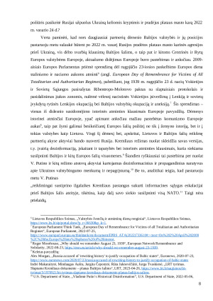 IŠORINIS LIETUVOS VAIDMENS SUVOKIMAS, JO KISMAS IR REIKŠMĖ UŽSIENIO POLITIKAI. Paveikslėlis 8