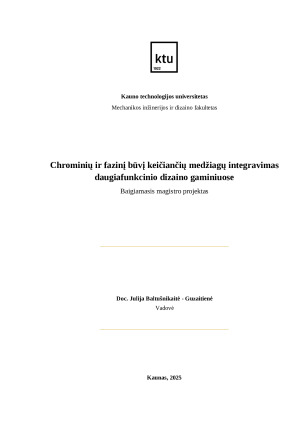 Chrominių ir fazinį būvį keičiančių medžiagų integravimas daugiafunkcinio dizaino gaminiuose. Paveikslėlis 1