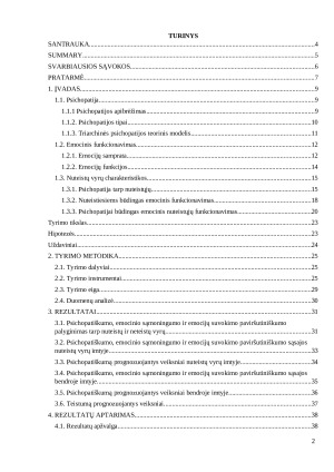 Psichopatijai būdingų emocinio funkcionavimo ypatumų analizė nuteistų vyrų imtyje. Paveikslėlis 2
