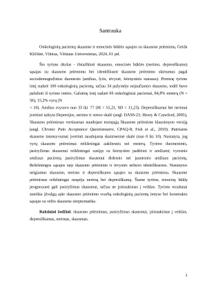 Onkologinių pacientų skausmo ir emocinės būklės sąsajos su skausmo priėmimu. Paveikslėlis 3