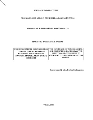 PSICHOSOCIALINIŲ IR RINKODAROS VEIKSNIŲ ĮTAKA VARTOTOJŲ KETINIMUI PRENUMERUOTI MOKAMĄ ŽINIASKLAIDOS TURINĮ INTERNETE