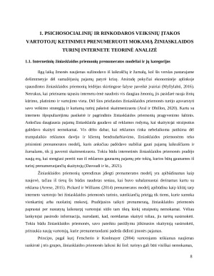 PSICHOSOCIALINIŲ IR RINKODAROS VEIKSNIŲ ĮTAKA VARTOTOJŲ KETINIMUI PRENUMERUOTI MOKAMĄ ŽINIASKLAIDOS TURINĮ INTERNETE. Paveikslėlis 8