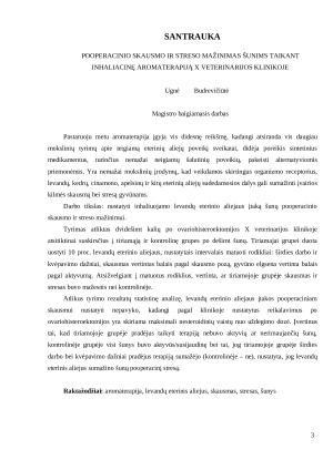 Pooperacinio skausmo ir streso mažinimas šunims taikant inhaliacinę aromaterapiją X veterinarijos klinikoje. Paveikslėlis 3