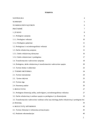 Transformacinio vadovavimo vaidmuo darbo reikalavimų ir perdegimo sąsajoms. Paveikslėlis 2