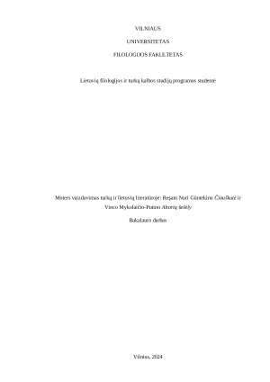 Moters vaizdavimas turkų ir lietuvių literatūroje Reşato Nuri Güntekino Čiauškutė ir Vinco Mykolaičio-Putino Altorių šešėly. Paveikslėlis 1