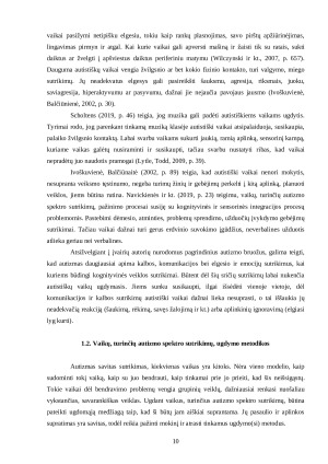 AUTIZMO SPEKTRO SUTRIKIMŲ TURINČIŲ MOKINIŲ UGDYMOSI INDIVIDUALIZAVIMAS SPECIALIOSIOSE PAMOKOSE IR PRATYBOSE. Paveikslėlis 10