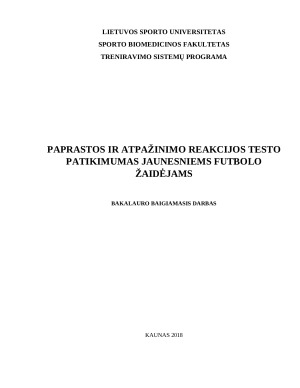 PAPRASTOS IR ATPAŽINIMO REAKCIJOS TESTO PATIKIMUMAS JAUNESNIEMS FUTBOLO ŽAIDĖJAMS. Paveikslėlis 1