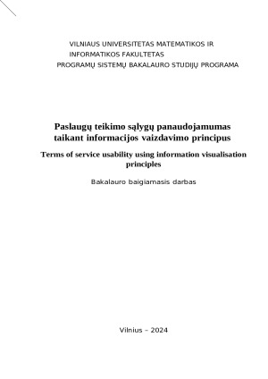 Paslaugų teikimo sąlygų panaudojamumas taikant informacijos vaizdavimo principus