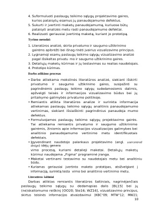 Paslaugų teikimo sąlygų panaudojamumas taikant informacijos vaizdavimo principus. Paveikslėlis 10