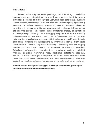 Paslaugų teikimo sąlygų panaudojamumas taikant informacijos vaizdavimo principus. Paveikslėlis 2