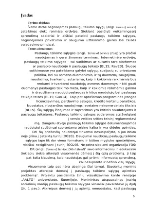 Paslaugų teikimo sąlygų panaudojamumas taikant informacijos vaizdavimo principus. Paveikslėlis 6