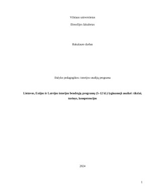 Lietuvos, Estijos ir Latvijos istorijos bendrųjų programų (5–12 kl.) lyginamoji analizė tikslai, turinys, kompetencijos