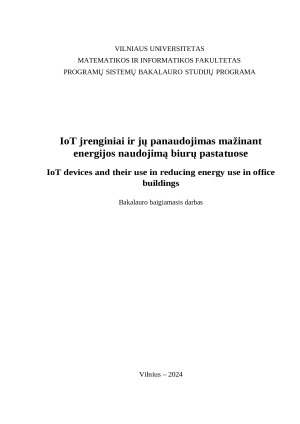 IoT jrenginiai ir jų panaudojimas mažinant energijos naudojimą biurų pastatuose