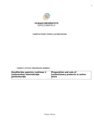 Konditerijos gaminių ruošimas ir realizavimas internetinėje parduotuvėje. Paveikslėlis 1