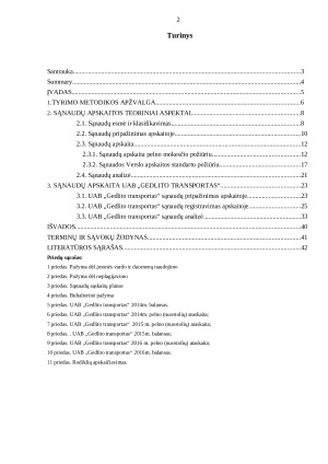 UAB „GEDLITO TRANSPORTAS“ SĄNAUDŲ APSKAITA. Paveikslėlis 2
