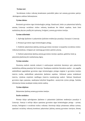 Pakartotinai įkalintų asmenų gyvenimo eigos ypatumai. Paveikslėlis 8