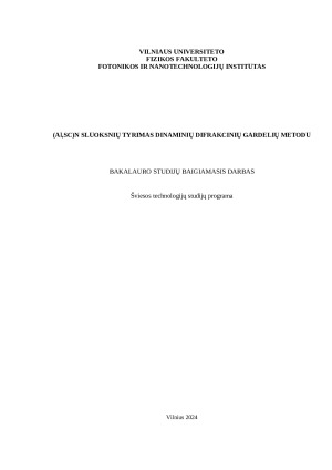 (Al,SC) N SLUOKSNIŲ TYRIMAS DINAMINIŲ DIFRAKCINIŲ GARDELIŲ METODU. Paveikslėlis 1