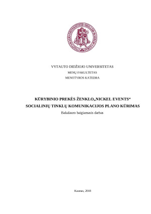 KŪRYBINIO PREKĖS ŽENKLO„NICKEL EVENTS“ SOCIALINIŲ TINKLŲ KOMUNIKACIJOS PLANO KŪRIMAS. Paveikslėlis 1