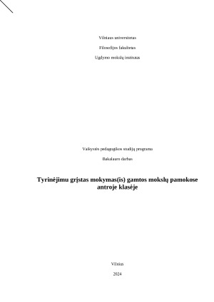 Tyrinėjimu grįstas mokymas(is) gamtos mokslų pamokose antroje klasėje